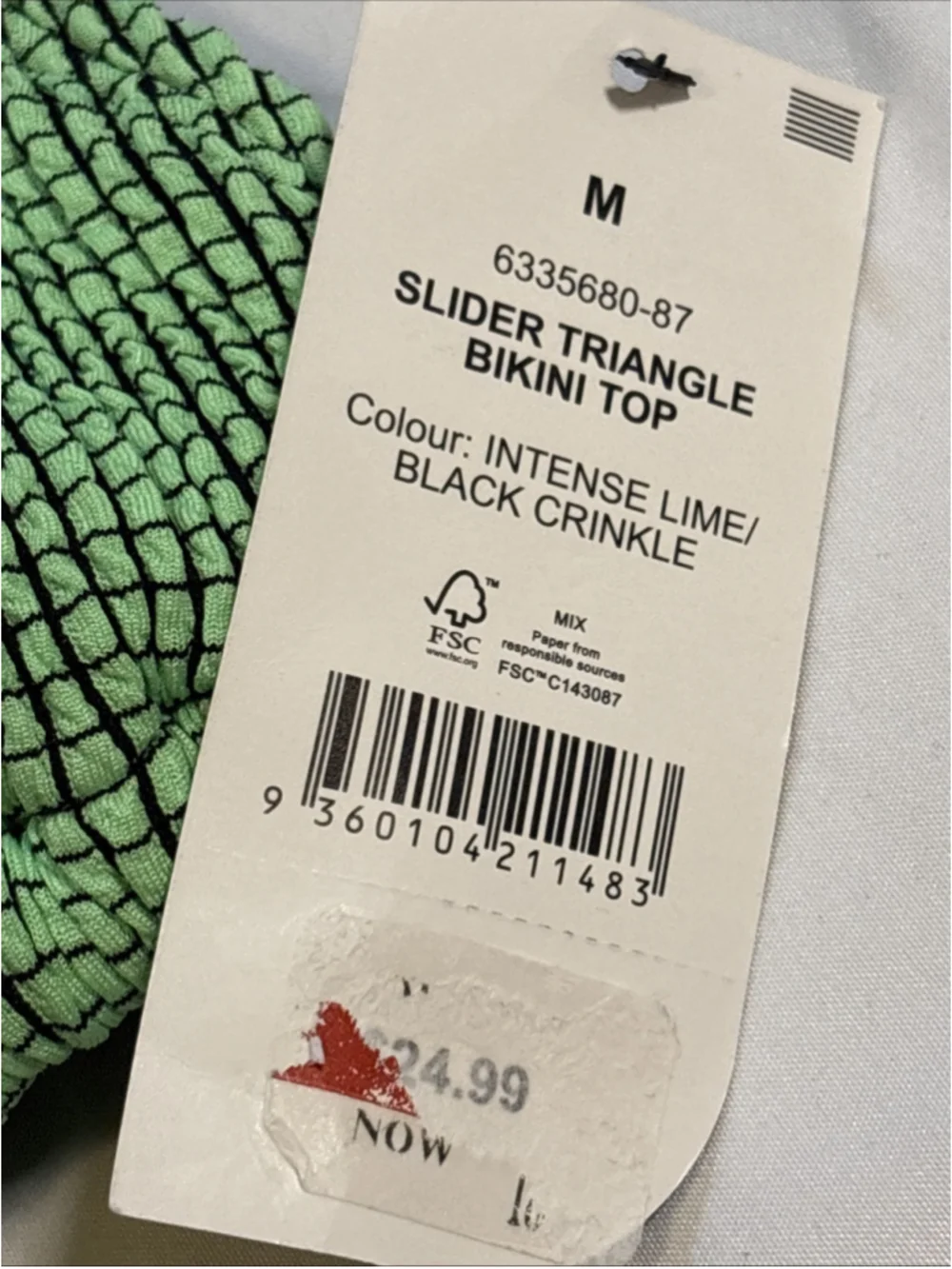 Cotton On Slider Triangle Self-Tie Bikini Top Bathing Suit Med